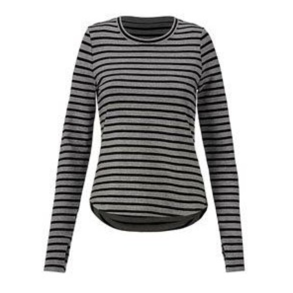 cabi Pivot Fitted Tee - Black/Grey Stripe - Large